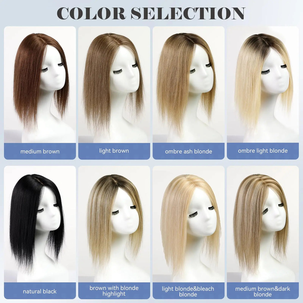 Brown Mixed Blonde Remy Human Hair Toppers Silk Base Clips in Straight