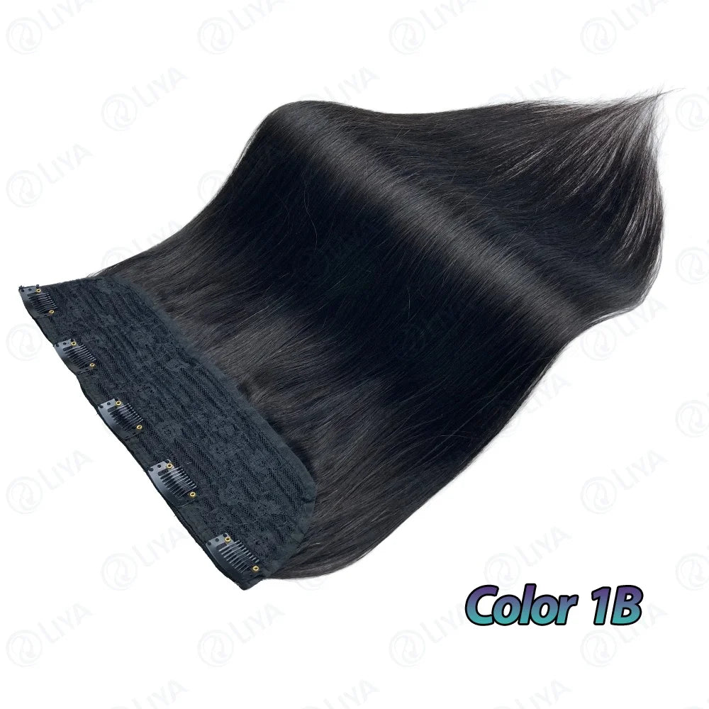 Light Brown Bone Straight Clip in Hair Extensions Full Head One-piece Human