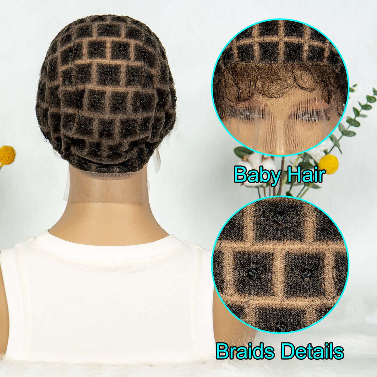 Braiding Wig Cap for Crochet Braids, Pre-Parted with Baby Hair, Goddess Braids