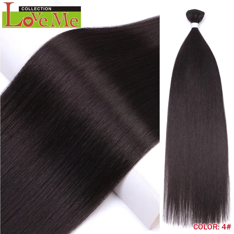 Yaki Straight Hair Extensions Salon Synthetic Bundles Temperature Fiber Ombre Blonde Fake