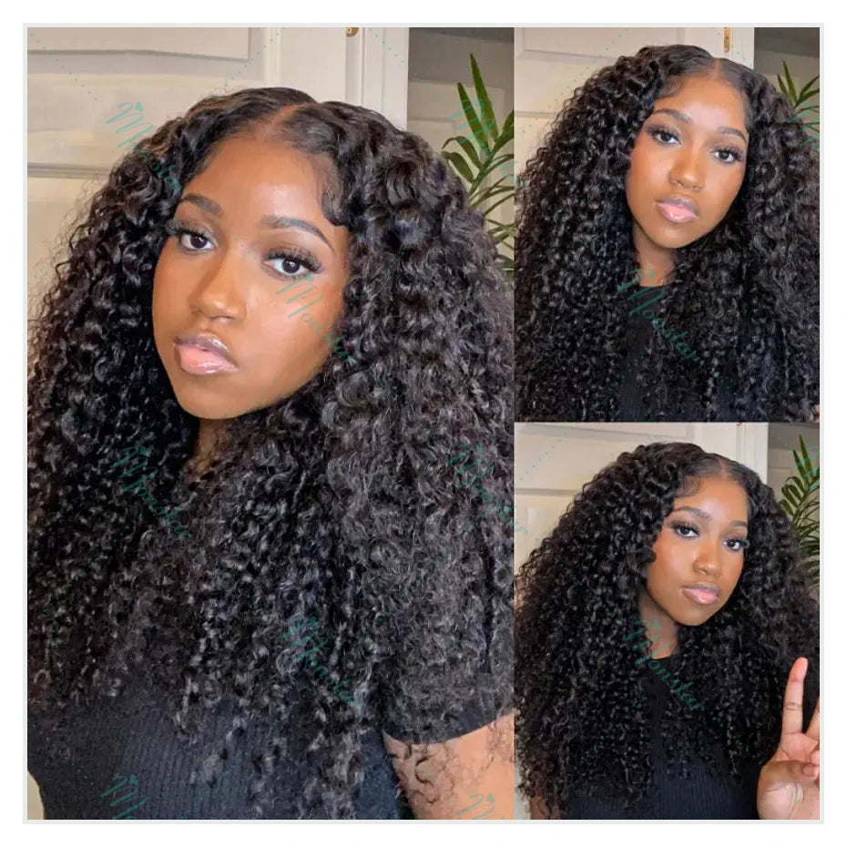 300% Density Kinky Curly Wigs Human Hair, 13x4 HD Lace Front Raw