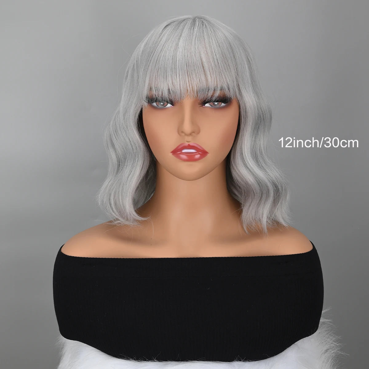 Blue Bob Wigs Bangs Short Colorful Wavy Curly Synthetic Cosplay Halloween Costume