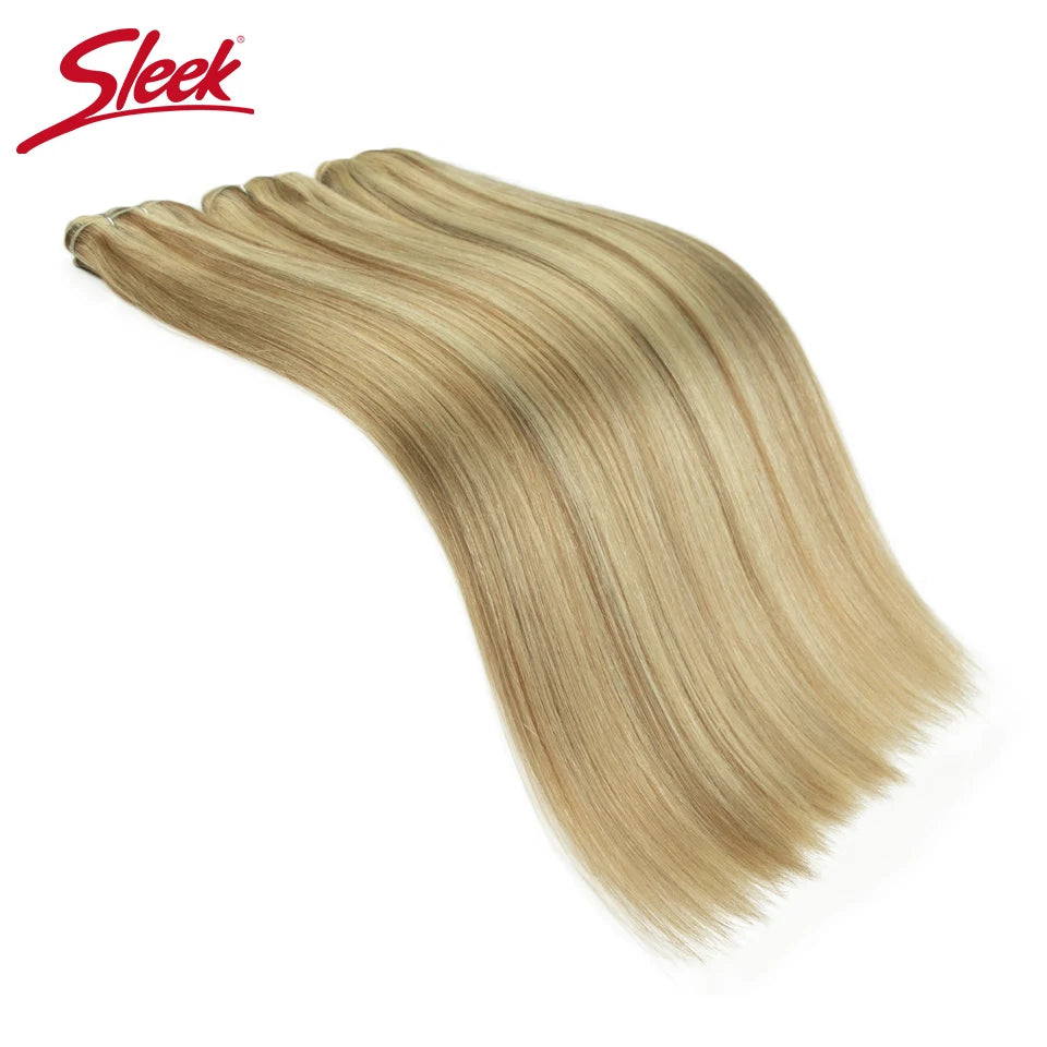 Sleek Peruvian Straight Human Hair Double Drawn Natural Weave Bundles Brown Remy