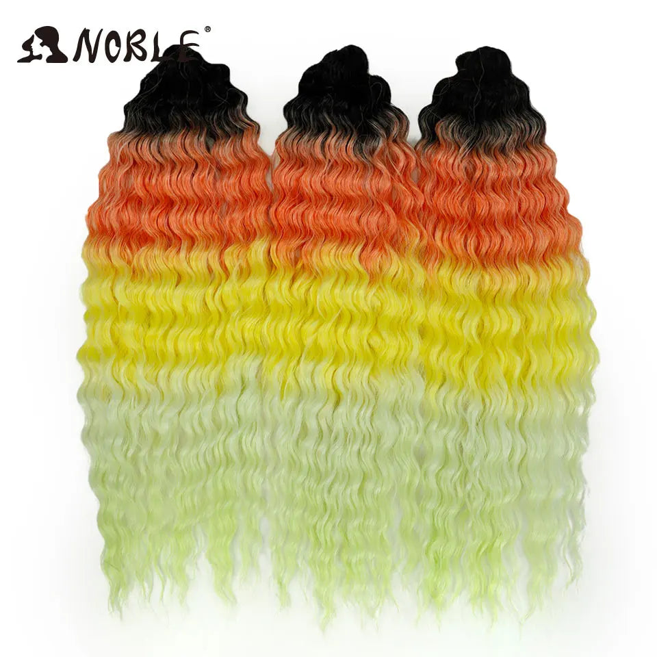 Synthetic Twist Crochet Curly Hair Water Wave Braid Ombre Blonde Brown Deep