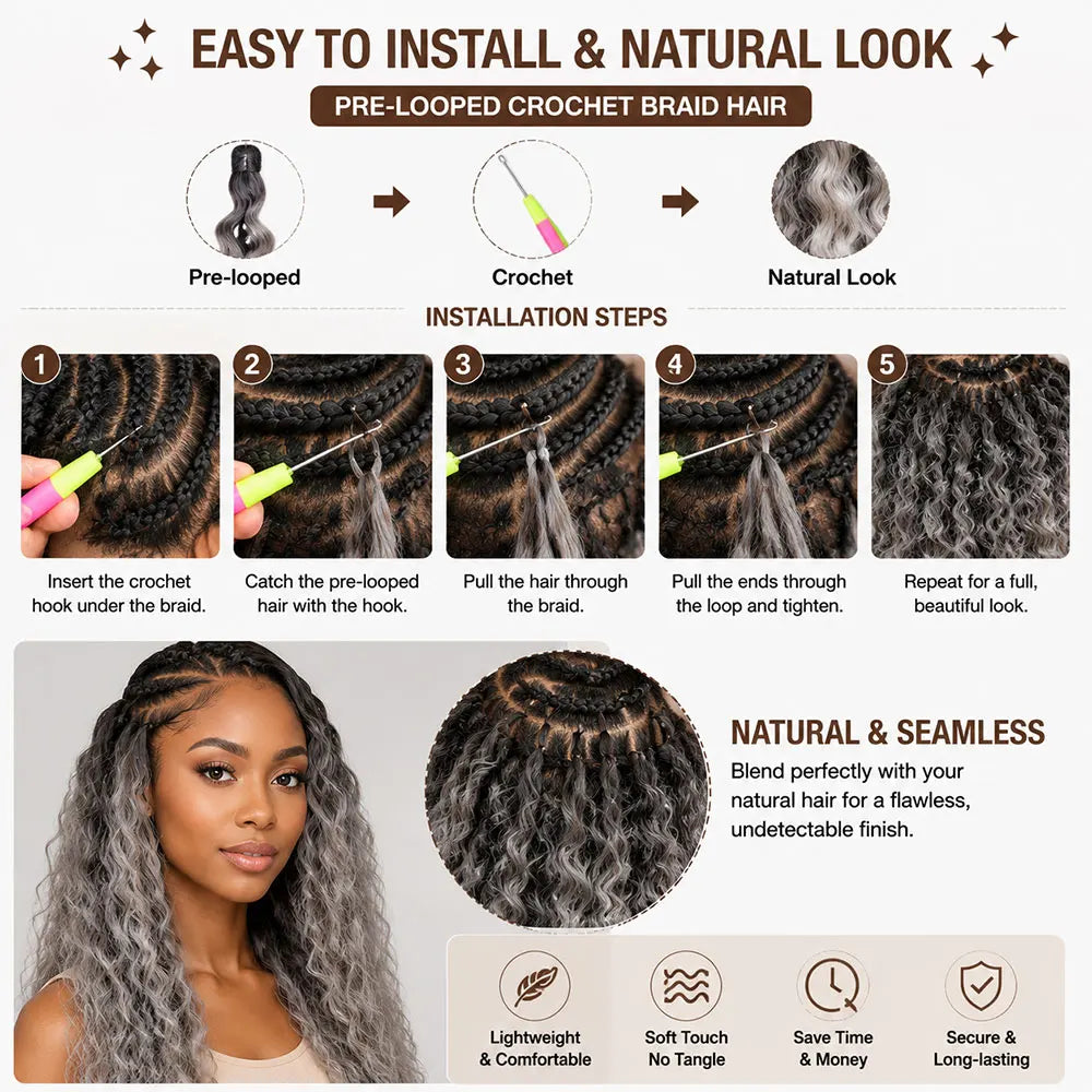 300G 26Inch Ombre Grey Crochet Braids Body Wave Light Brown Highlight Sp4/27/613