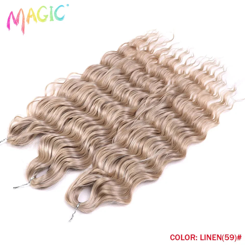 Water Wave Braiding Hair Extensions Ombre Blonde Deep Afro Curl Twist Crochet