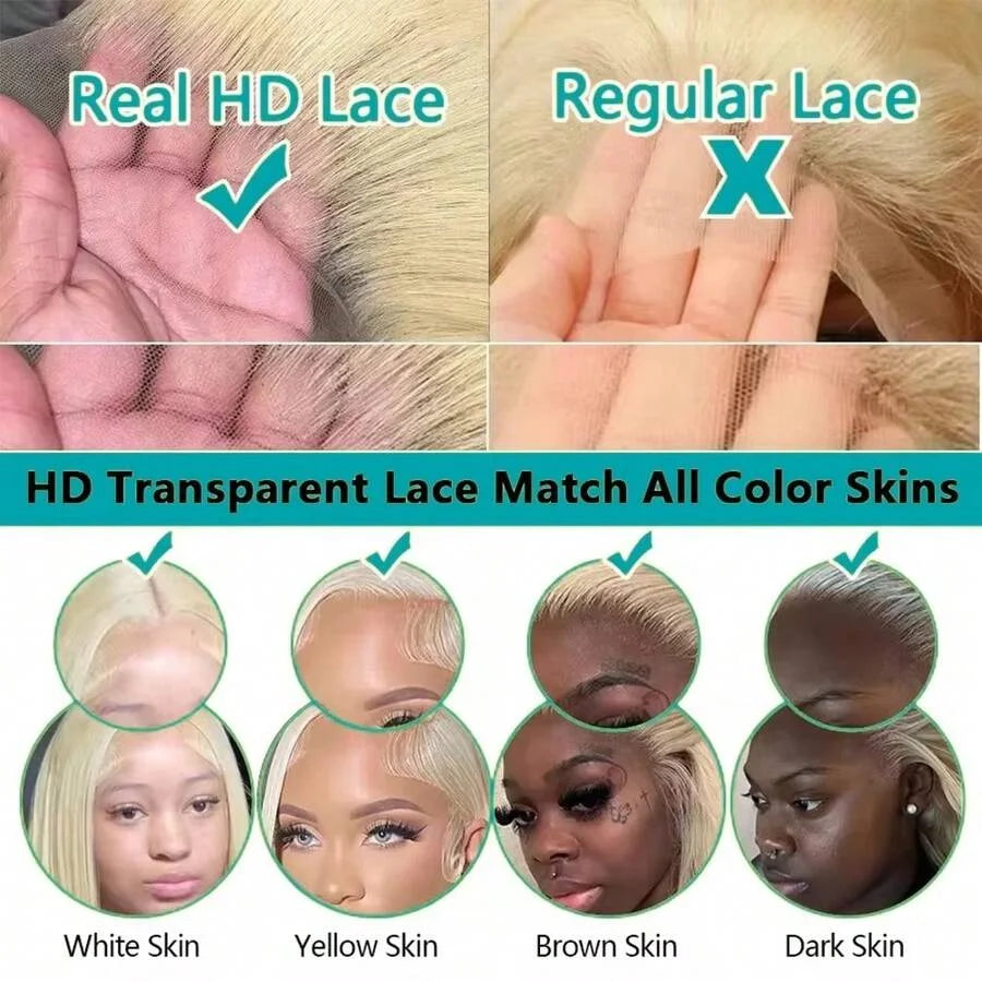 Blonde 613 Body Wave Human Hair 13x6 Lace Front Wig, 250% Density, Baby Hair, Natural Hairline