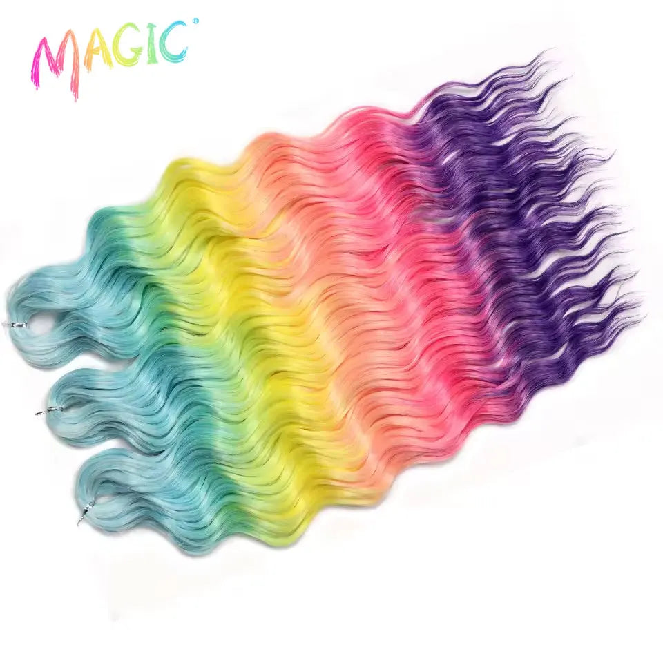 Water Wave Braiding Hair Extensions Ombre Blonde Deep Afro Curl Twist Crochet
