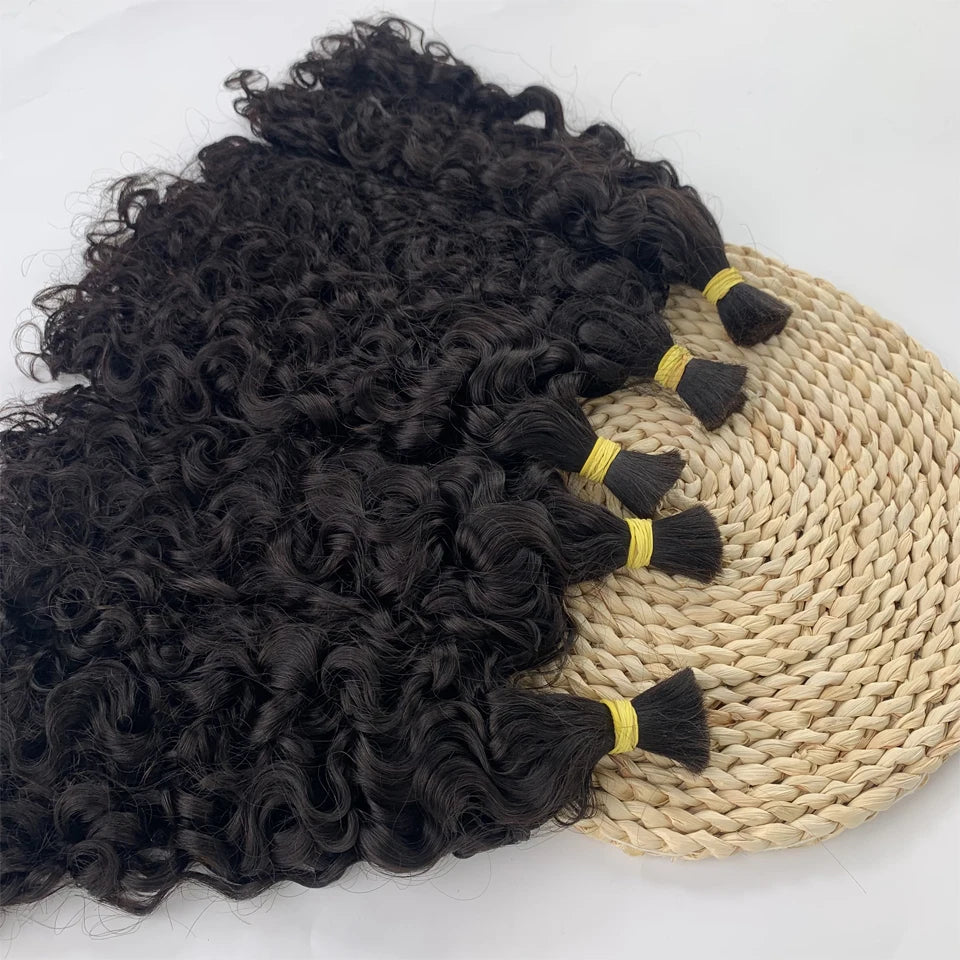Italian Curly Bulk Human Hair Bundle No Weft Braiding, 100% Unprocessed Virgin