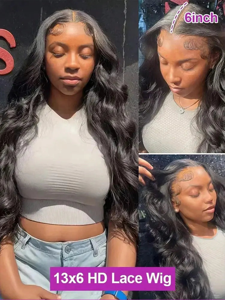 Body Wave Human Hair Lace Frontal Wig, 13x6/13x4 HD Lace, Glueless, Wet and Wavy