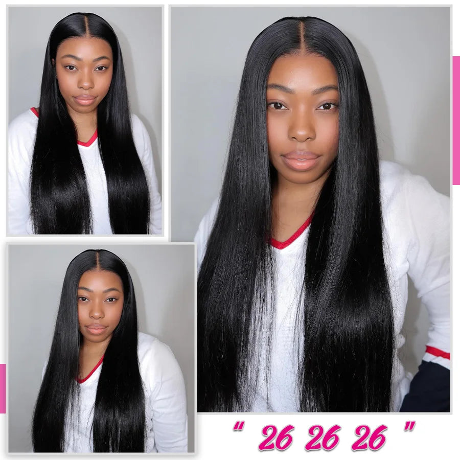 26Inch Human Hair Bundles 10A Brazilian Raw Weave Straight Extensions