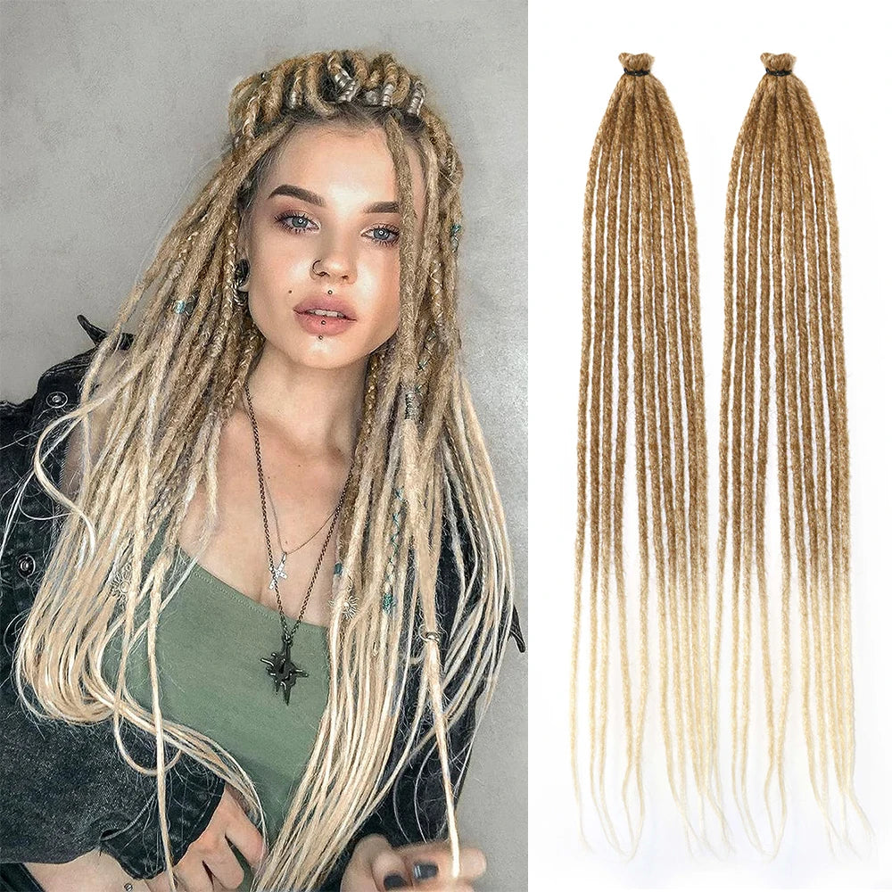 24 Inch DreadLock Extensions Handmade Thin And Soft Reggae Hip-Hop Style Synthetic DreadLock Extensions Crochet Hair