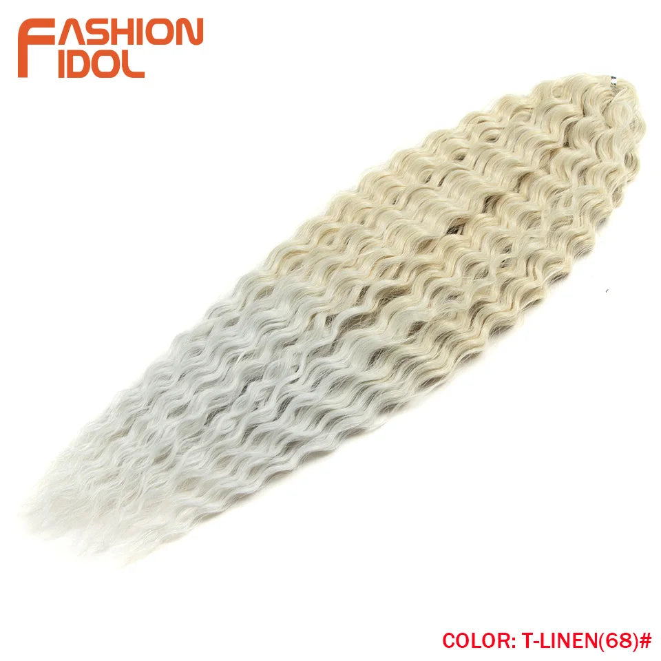 Synthetic Twist Crochet Curly Hair Water Wave Braid Ombre Blonde Brown Deep