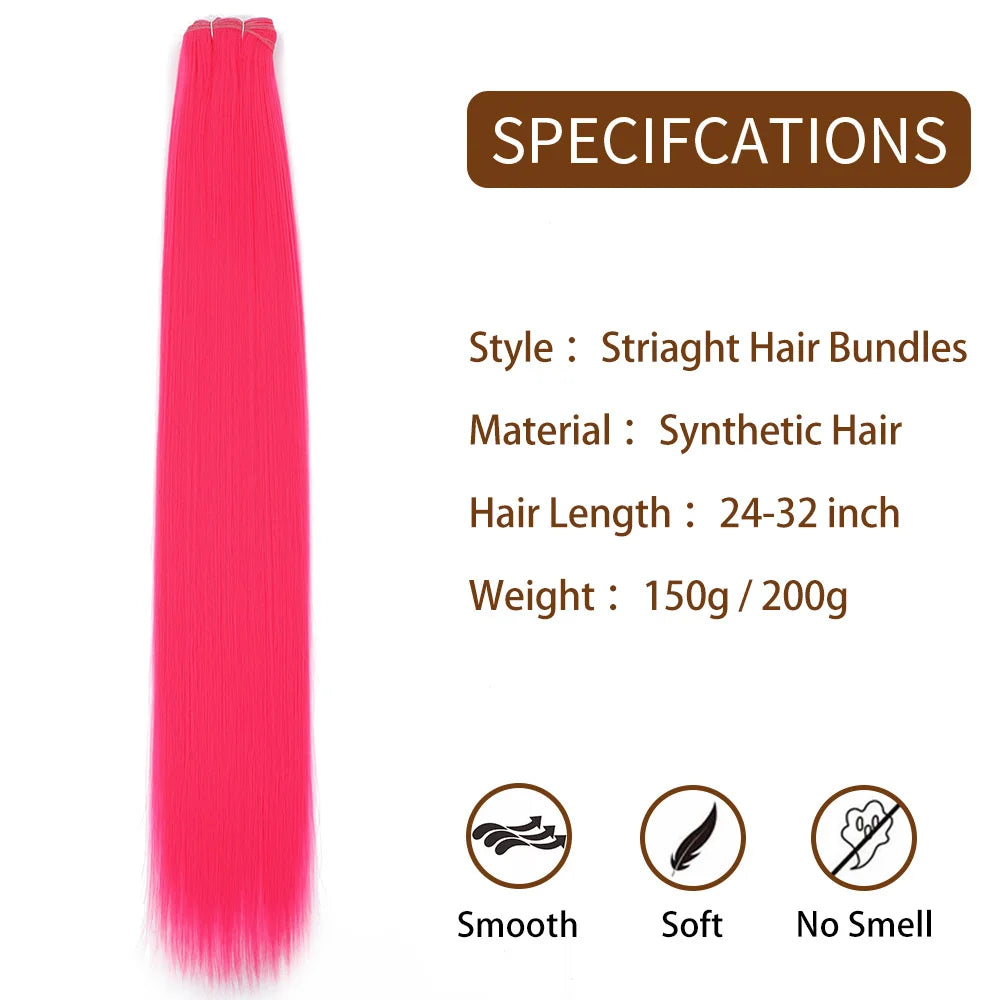 Orange Bone Straight Hair Bundles 24-32 Natural Weaving Bio Synthetic Bug Fancy