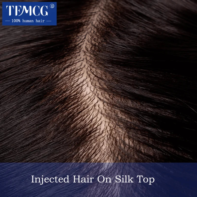 Toupee Diamond Lace Base Injected PU Around Wig Natural Human Hair Prosthesis