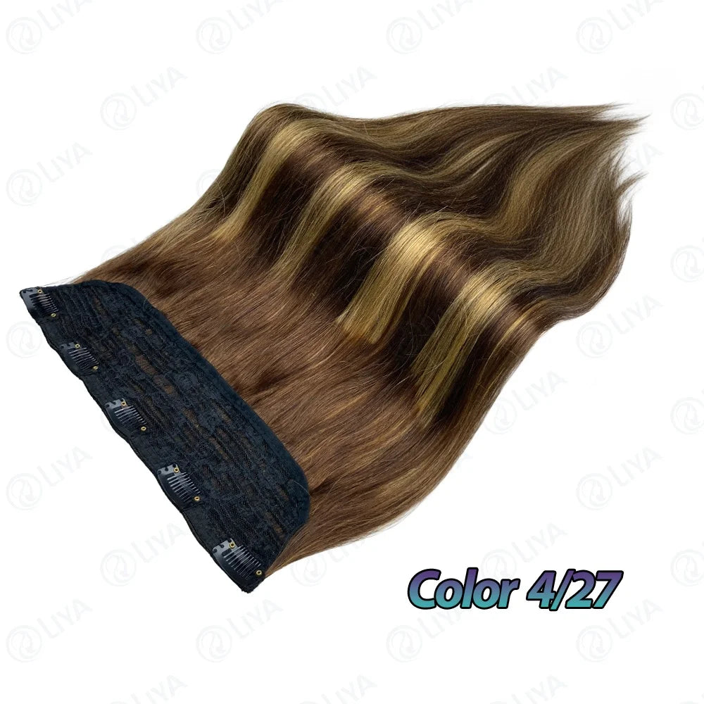 Light Brown Bone Straight Clip in Hair Extensions Full Head One-piece Human
