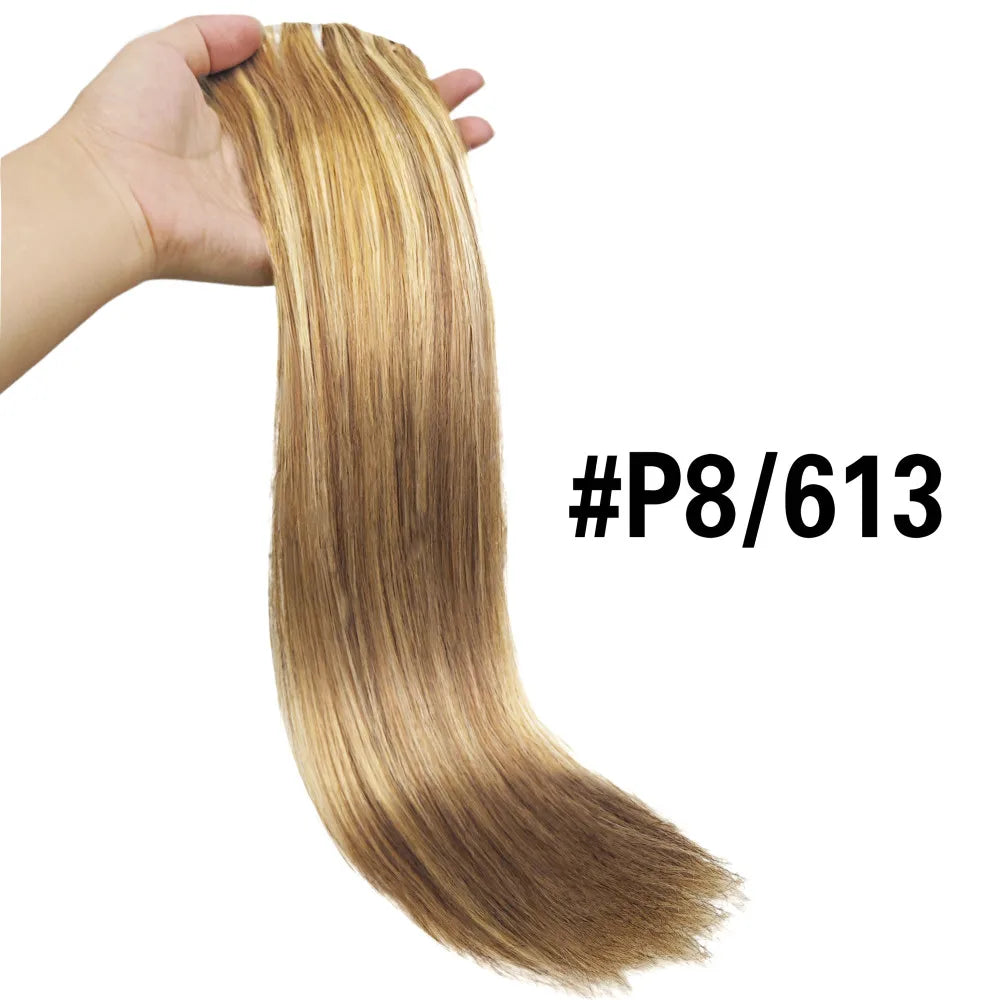 Clip in Hair Extensions Chestnut Brown Double Weft Thick 120G Silky Straight