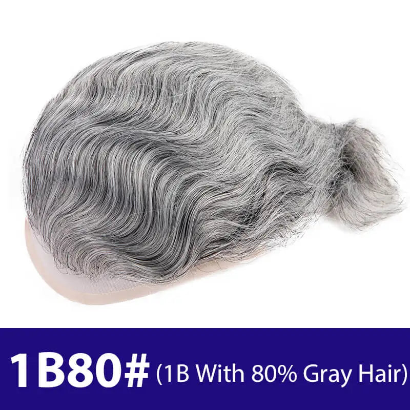 Breathable Mono Lace PU Base Hair Prosthesis Human Men's Wig Systems Natural