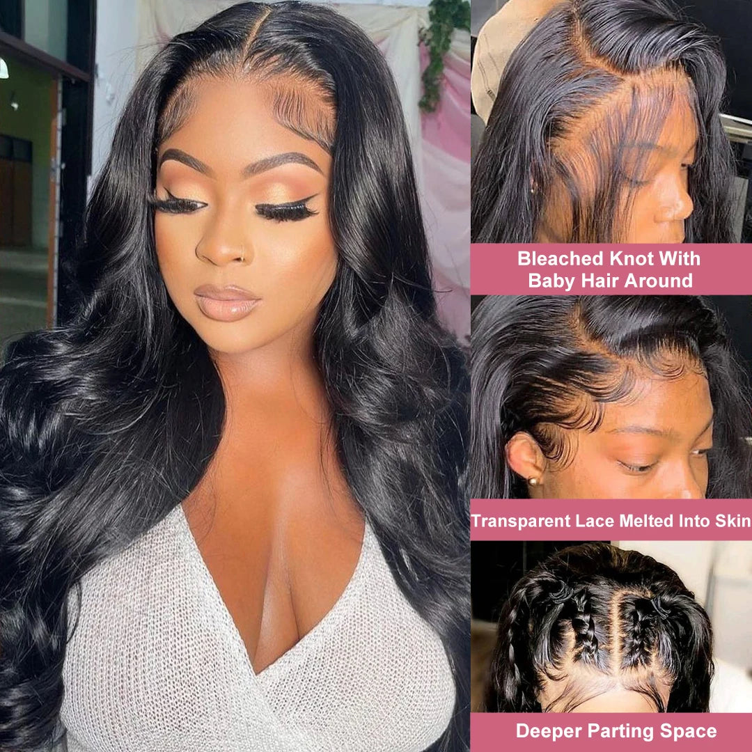 13x4 HD Transparent Body Wave Lace Front Wig Frontal Brazilian Human Hair