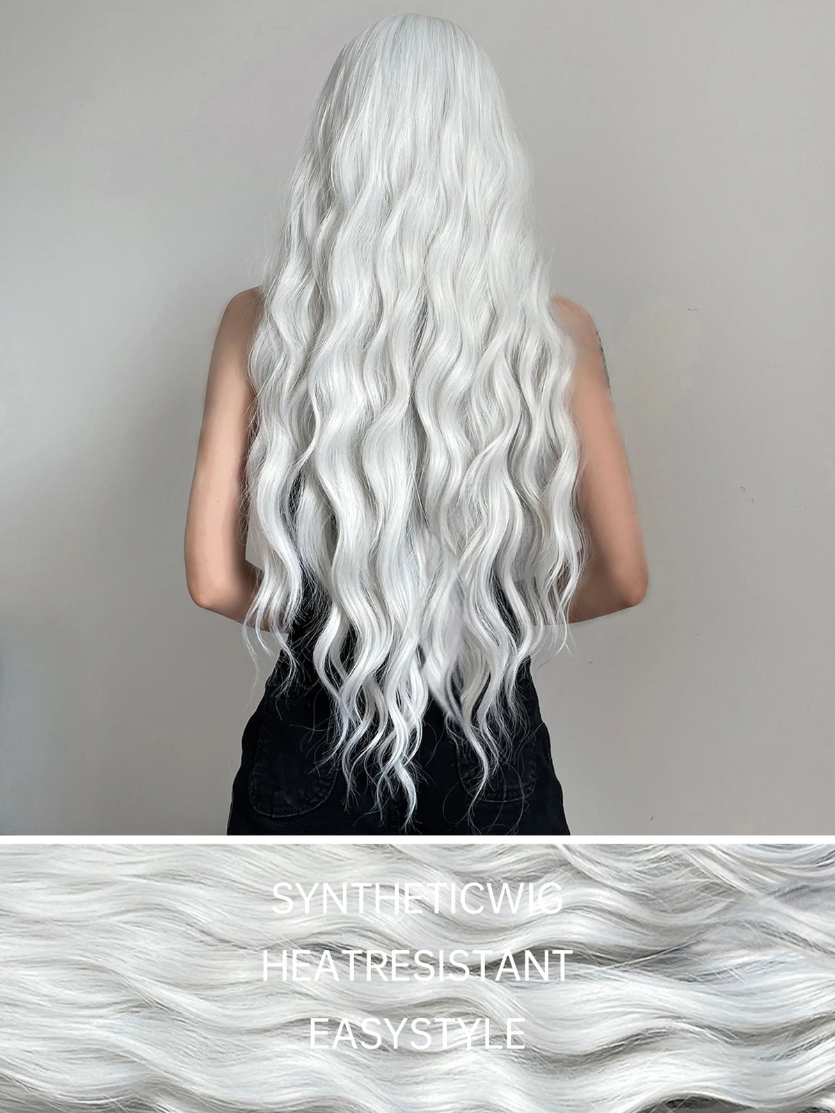 Long Water Wave Wig Bangs White Colorful Cosplay Silky Daily Party Natural
