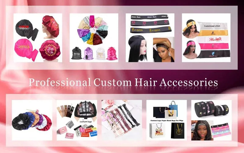 Add Logo Wig Bag 10Pcs Dustproof Drawstring Satin Bag For Bundles,Wigs,Hair Extensions,Tools,Business Gift Wig Storage Bag