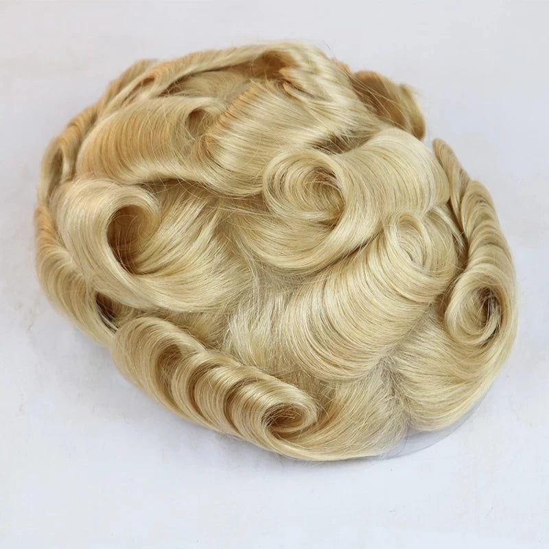 Ombre Blonde 100% Human Hair Grey Replacement System Undetectable Natural Hairline Ultra