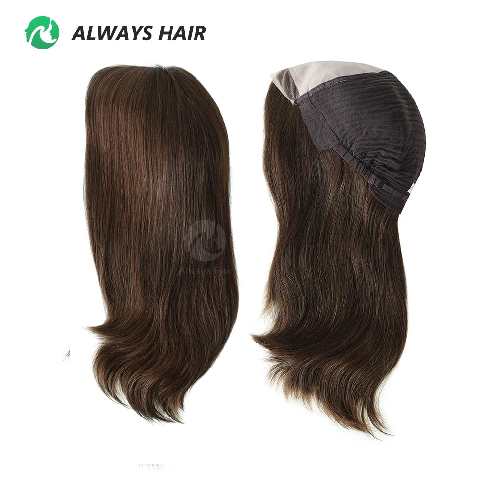 MT11-14.5" Natural 100% Human Hair Wig 1/2" Lace Front Chinese Cuticle Remy Hair Blond Wig