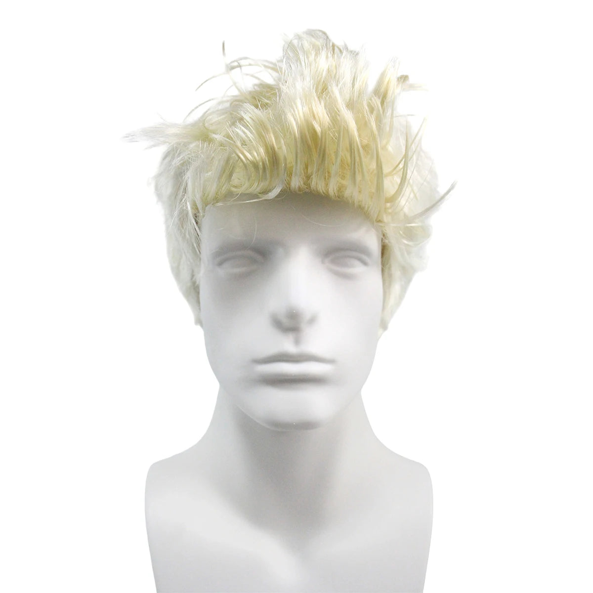 Platinum Blonde Spiky Wig – Short Synthetic Hair, Messy Textured Style for Anime, Punk, Rock & Cosplay Character Looks