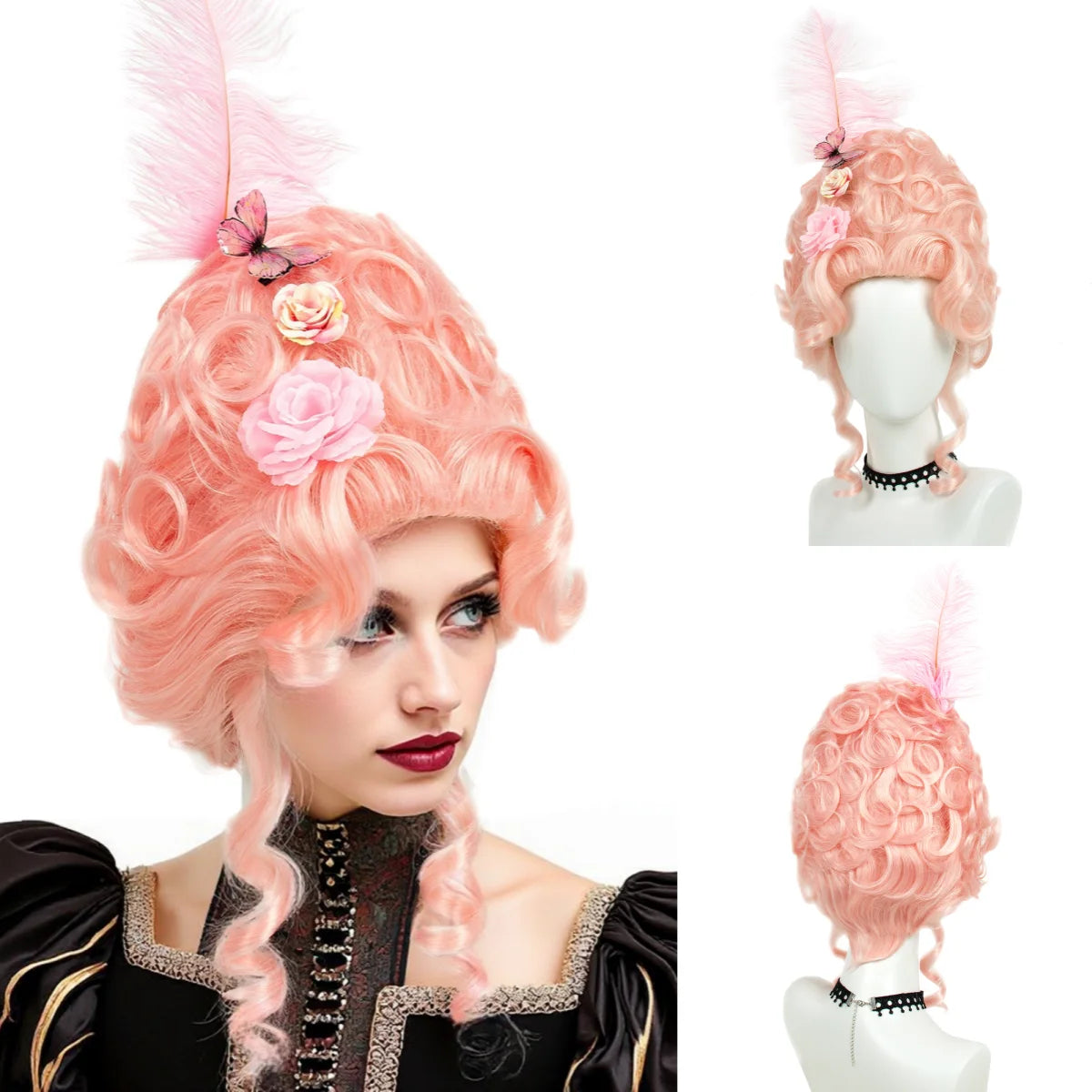 Victorian Rococo Costume Cosplay Wig, 18th Century Baroque Beehive Curly Synthetic Wig