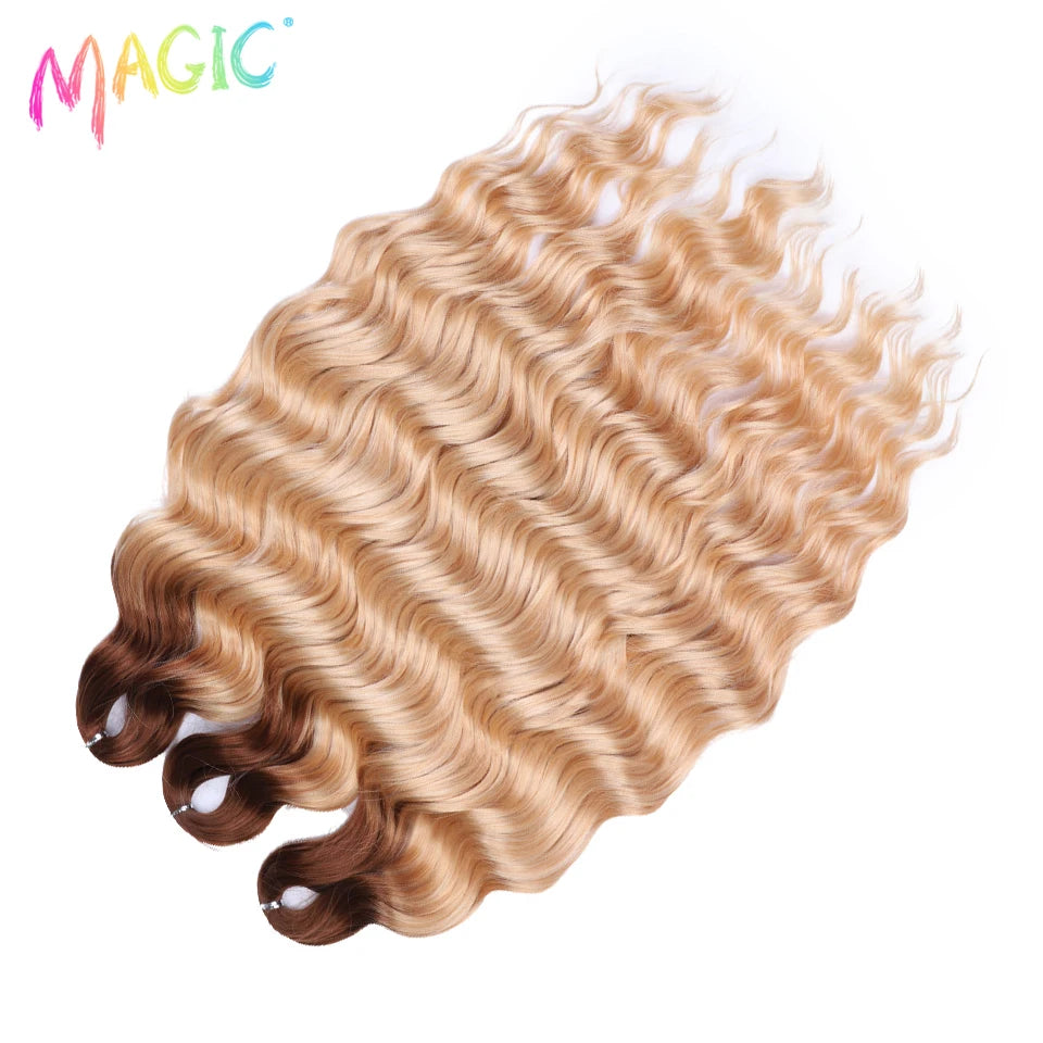 Water Wave Braiding Hair Extensions Ombre Blonde Deep Afro Curl Twist Crochet