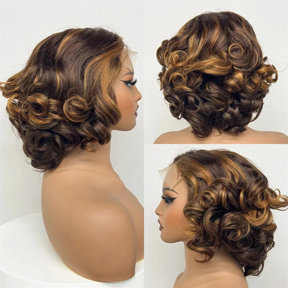 100% Vietnamese Raw Hair Wigs Density Ombre Double Drawn Bouncy Curly Loose