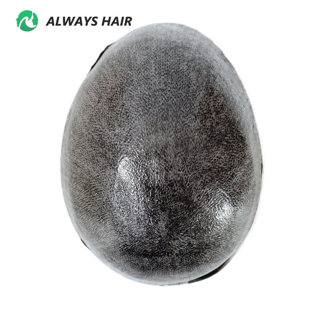 Men's Skin Base Toupee, Capillary Prosthesis, 130% Density, 0.12-0.14mm
