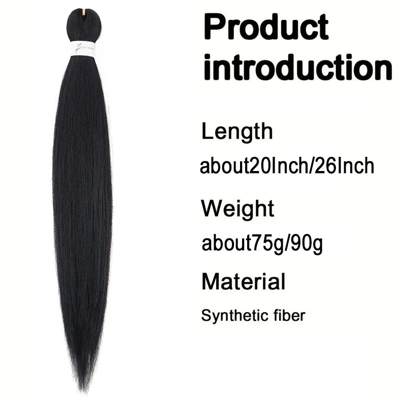 20/26Inch Soft Synthetic Pre-stretched EZ Braiding Hair Extension Low Temperature Fiber Hairpiece Easy to Style