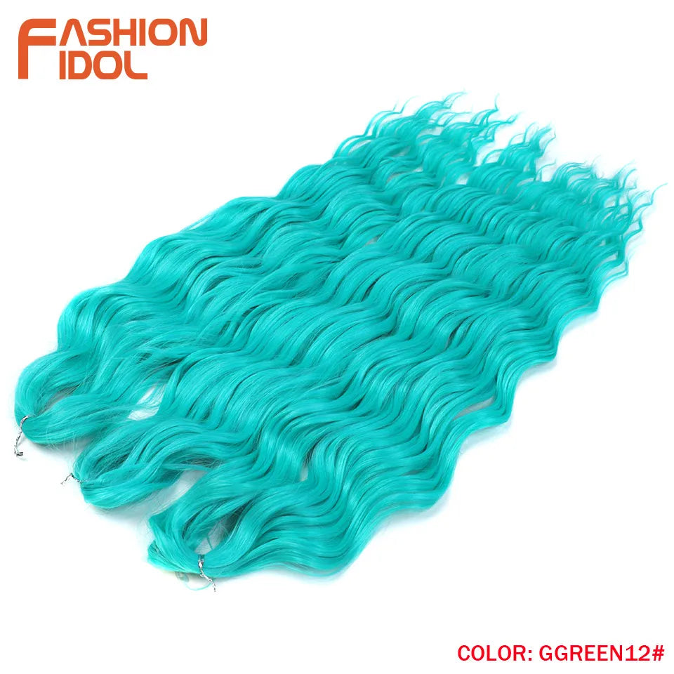 Loose Deep Wave Synthetic Braiding Hair Extensions - 24 Inch Water Wave, Ombre Blonde Twist Crochet