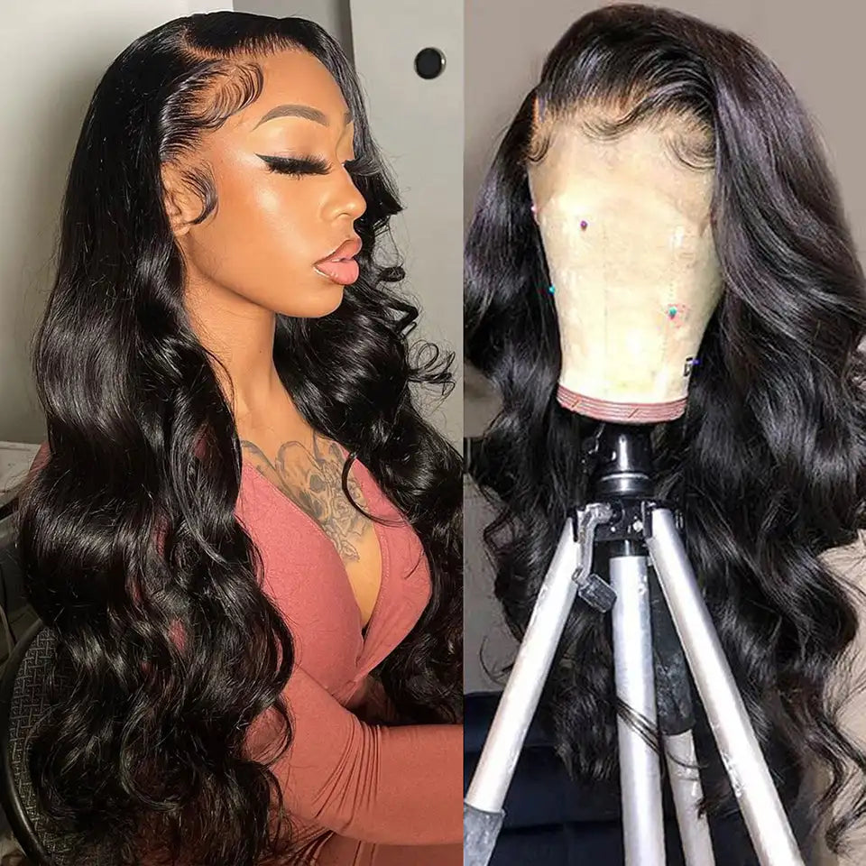 13X4 Lace Frontal Human Hair Wigs 28 Inch Brazilian Body Wave Lace Front Wig Pre-plucked Hairline with Baby Hair Wigs