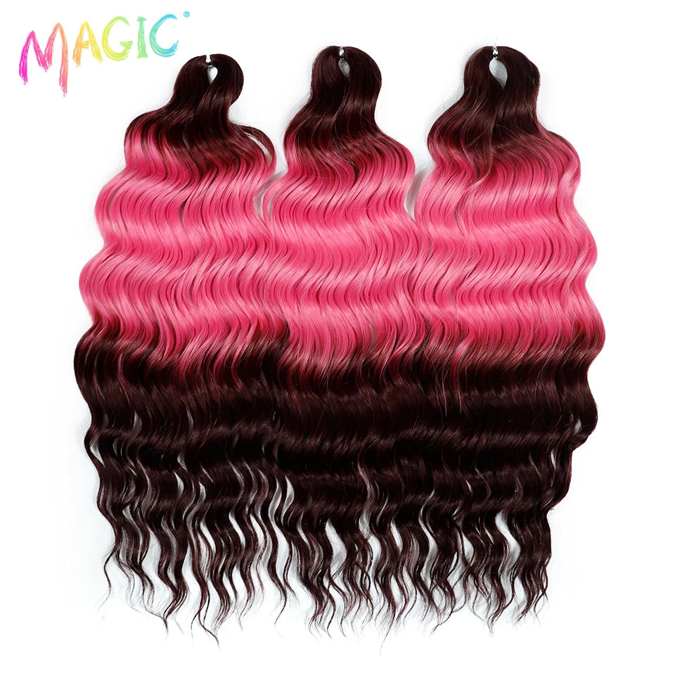 Water Wave Braiding Hair Extensions Ombre Blonde Deep Afro Curl Twist Crochet
