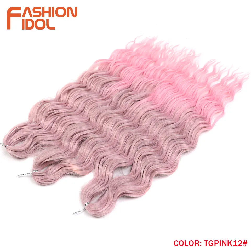 Loose Deep Wave Synthetic Braiding Hair Extensions - 24 Inch Water Wave, Ombre Blonde Twist Crochet