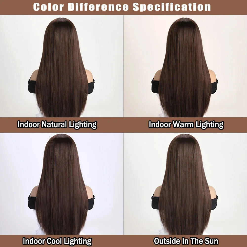 Best-selling 26-inch synthetic wig for long straight hair for Halloween cosplay, wig, high-temperature hair accessory