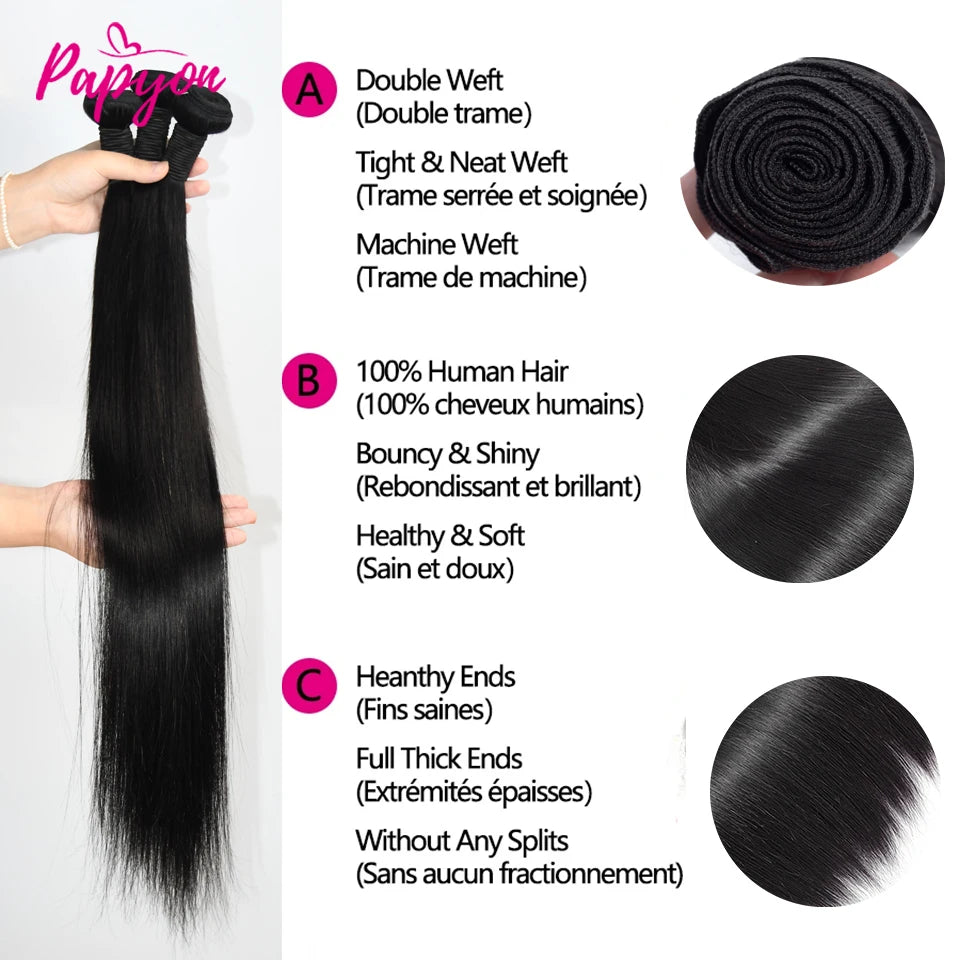 12A Straight Human Hair Bundles Brazilian Raw, 100% Extensions Weave Bulk Braiding