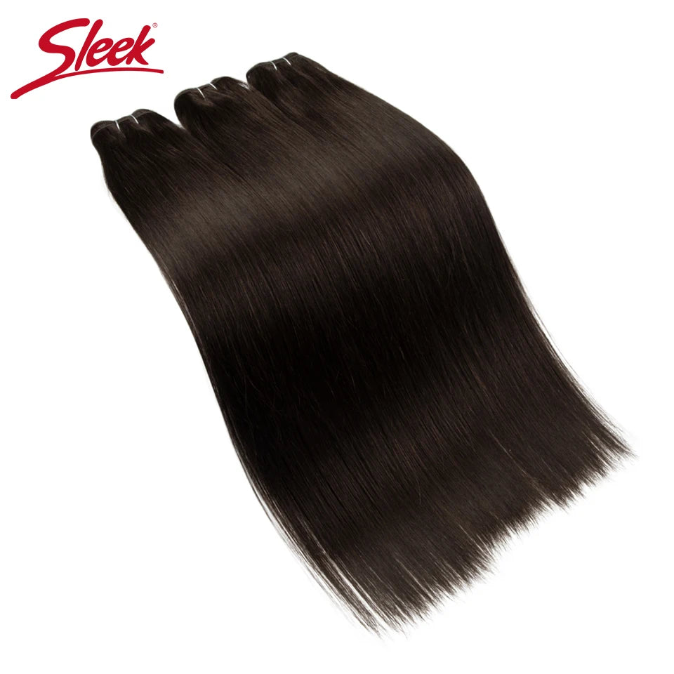 Sleek Peruvian Straight Human Hair Double Drawn Natural Weave Bundles Brown Remy