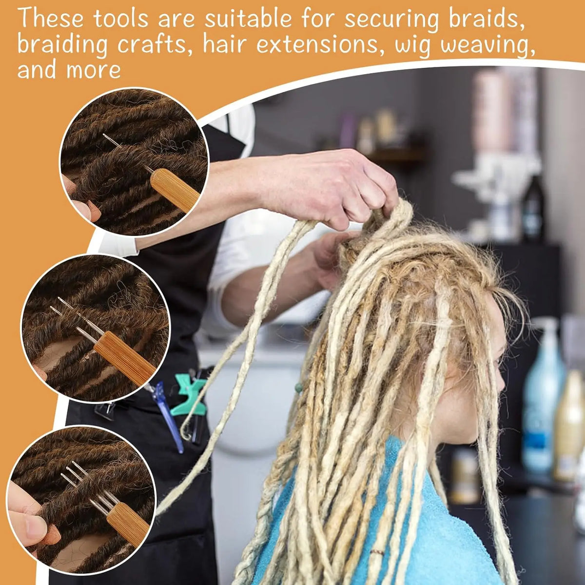 15-Piece Styling Kit Braiding Extensions,crochet Hooks Hair Tail Comb Duckbill Clips,for Braid