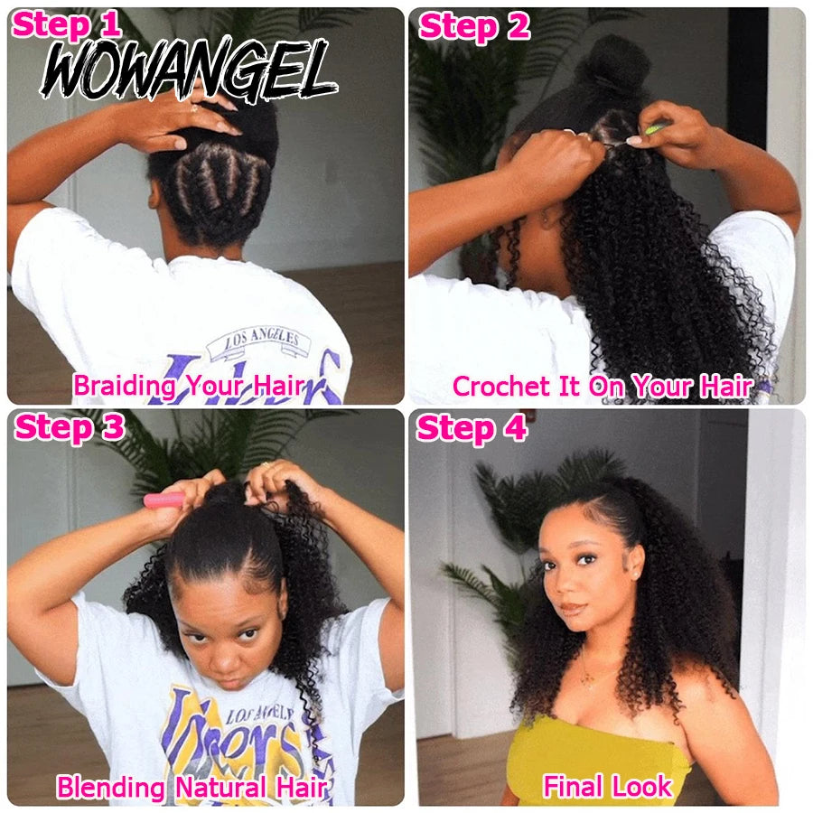 Deep Wave Crochet Human Hair Braiding Curly Invisible Knot Pre Separated Knotless