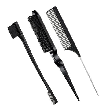 3-Piece Hair Styling Comb Set Triple Tear Brush Mouse Tail Edge Salon