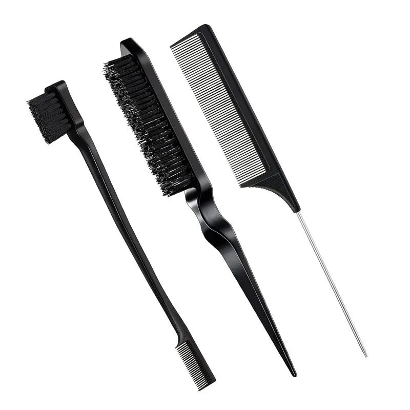 3-Piece Hair Styling Comb Set Triple Tear Brush Mouse Tail Edge Salon