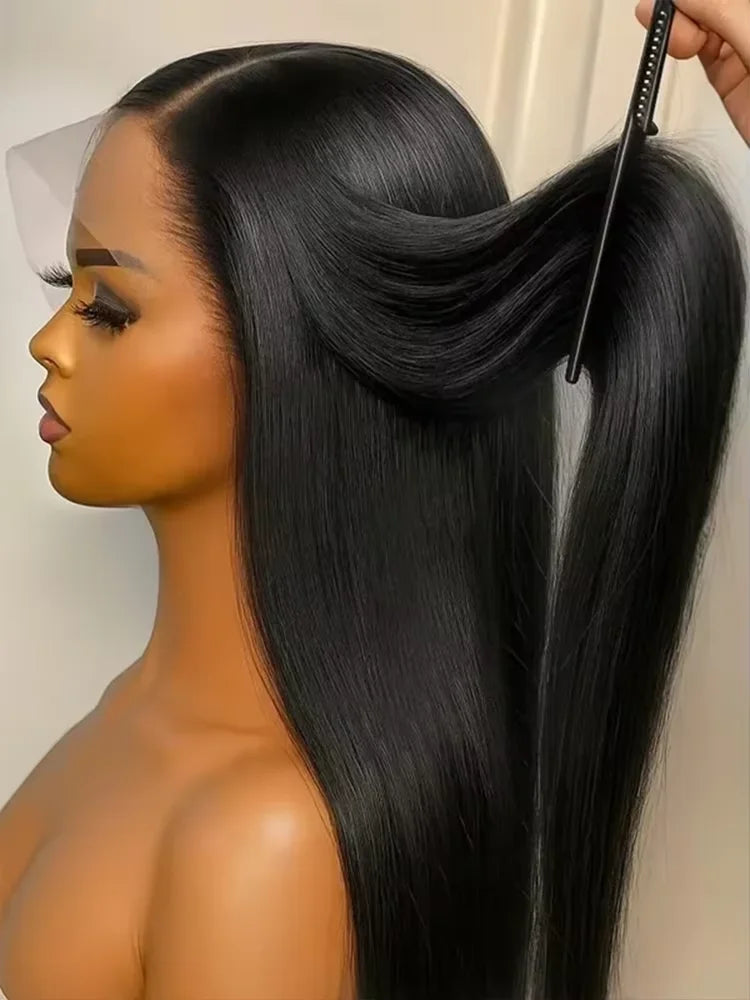 250% Brazilian Straight Human Hair Wigs, 13x4 HD Transparent Lace Front Pre