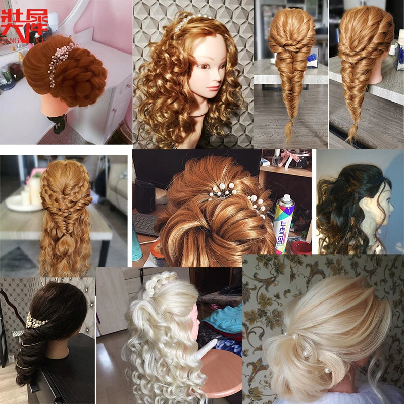85%Real Hair Doll Head Hairstyle Hairdressing Professional Mannequin Styling To Practice Curl
