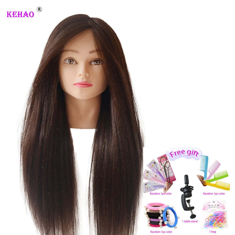 85%Real Hair Doll Head Hairstyle Hairdressing Professional Mannequin Styling To Practice Curl