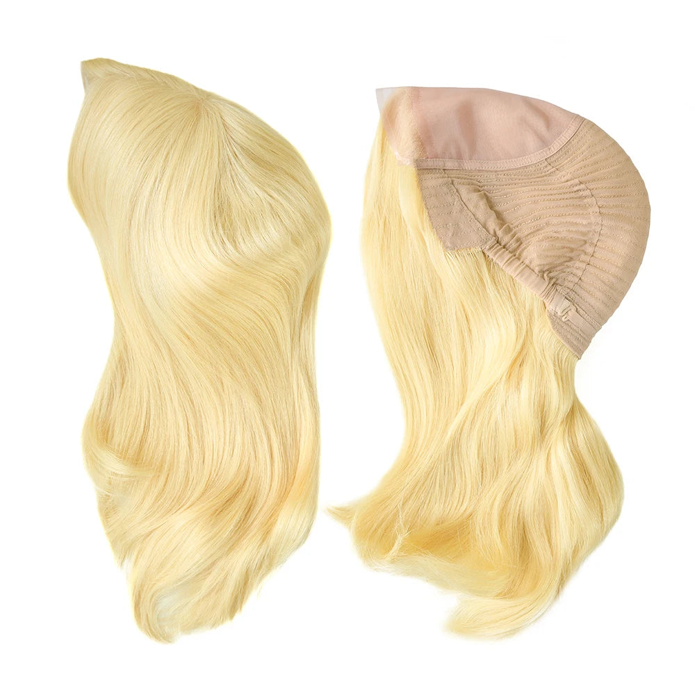 MT11-14.5" Natural 100% Human Hair Wig 1/2" Lace Front Chinese Cuticle Remy Hair Blond Wig