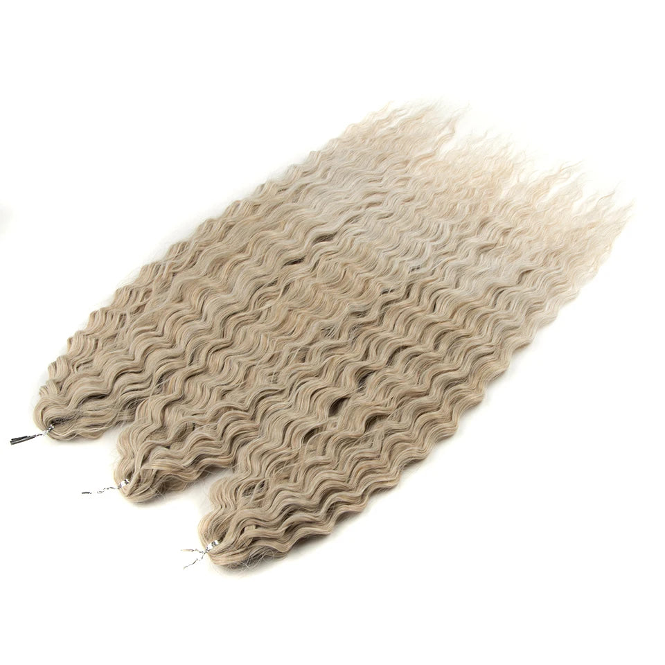 Synthetic Twist Crochet Curly Hair Water Wave Braid Ombre Blonde Brown Deep