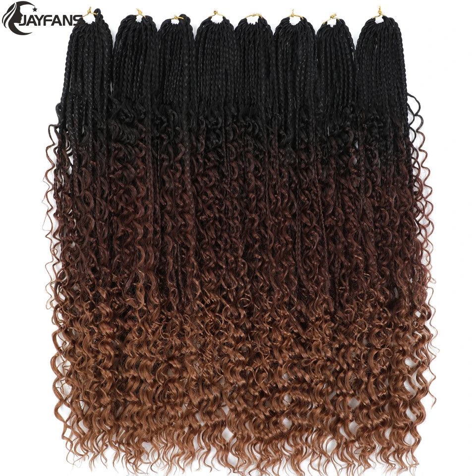 Boho Box Braids Crochet Synthetic Hair Goddess Curly Ends Bohomian